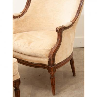 French Oak Louis XVI Style Bergere Ottoman