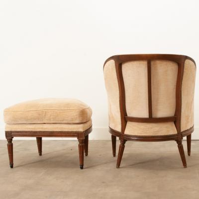 French Oak Louis XVI Style Bergere Ottoman