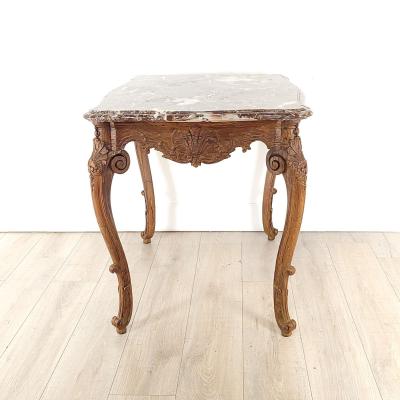 French Oak R gence Period Center Table with Marble Top early 18th century