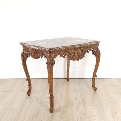 French Oak R gence Period Center Table with Marble Top early 18th century
