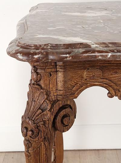 French Oak R gence Period Center Table with Marble Top early 18th century