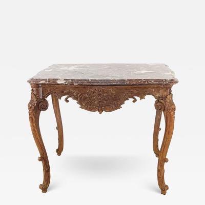 French Oak R gence Period Center Table with Marble Top early 18th century