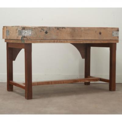 French Oak and Pine Butcher Block Table