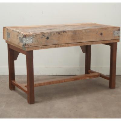 French Oak and Pine Butcher Block Table