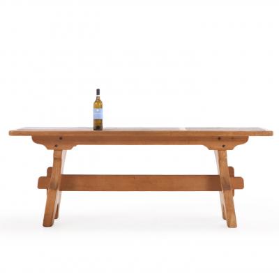 French Oak and Stone Dining Table C 1960 