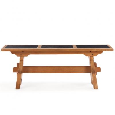 French Oak and Stone Dining Table C 1960 