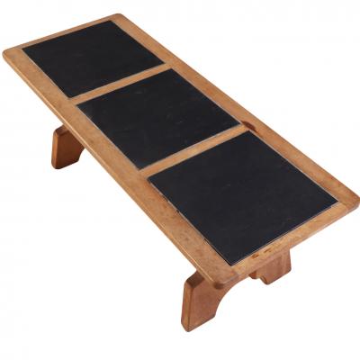 French Oak and Stone Dining Table C 1960 