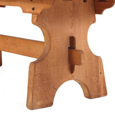 French Oak and Stone Dining Table C 1960 