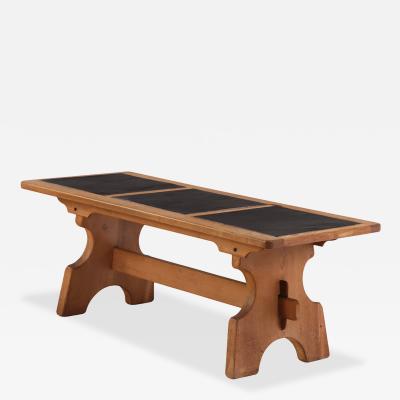 French Oak and Stone Dining Table C 1960 