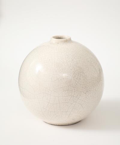 French Off White Crackle Vase 1930 40s