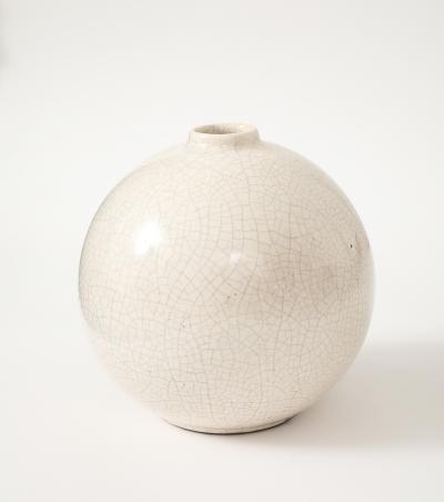 French Off White Crackle Vase 1930 40s