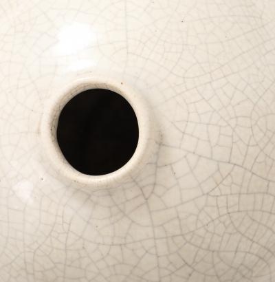 French Off White Crackle Vase 1930 40s