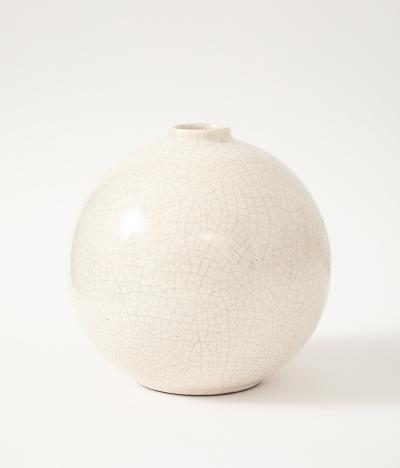 French Off White Crackle Vase 1930 40s