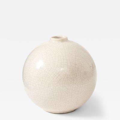 French Off White Crackle Vase, 1930-40's