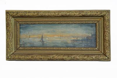 French Oil Painting of a Seascape c 1900