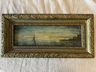 French Oil Painting of a Seascape c 1900