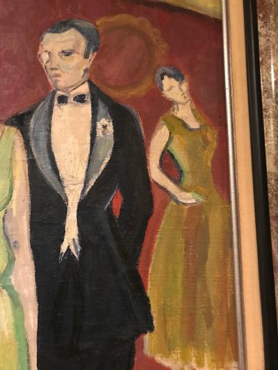 French Oil on Canvas by Rene Mendes of the Ballroom