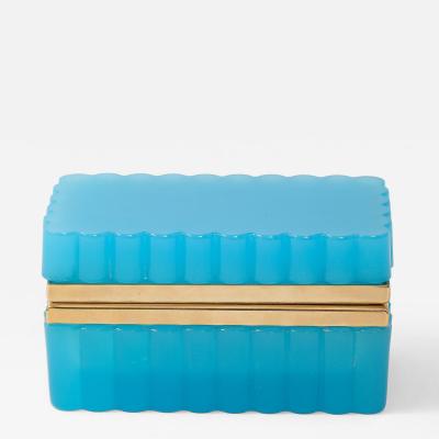 French Opaline Turquoise Scalloped Box 1890s
