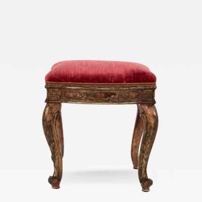 French Paint and parcel gilt upholstered stool French circa 1850 