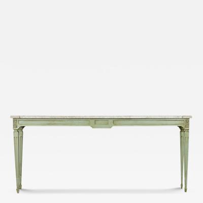 French Painted Console with White Marble Top