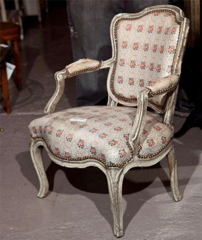 French Painted Louis XIV Style Childs or Doll Armchair by Jansen