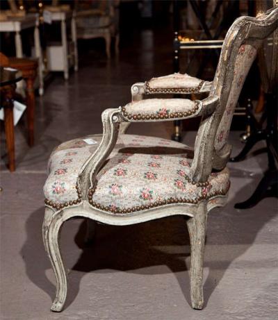 French Painted Louis XIV Style Childs or Doll Armchair by Jansen