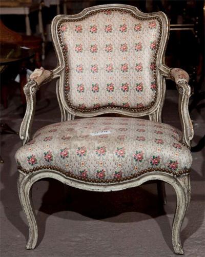 French Painted Louis XIV Style Childs or Doll Armchair by Jansen