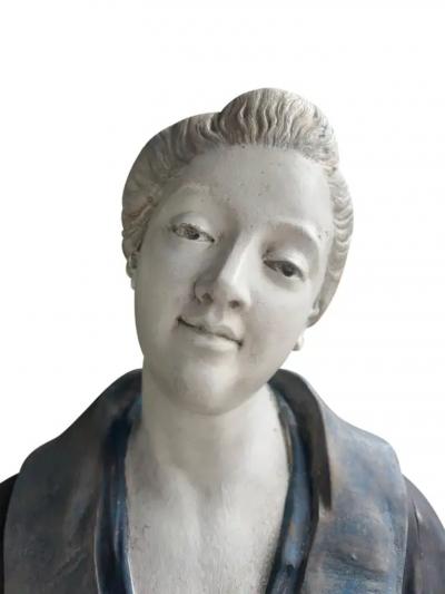 French Painted Metal Life Size Figure of a Geisha by Charles Masse