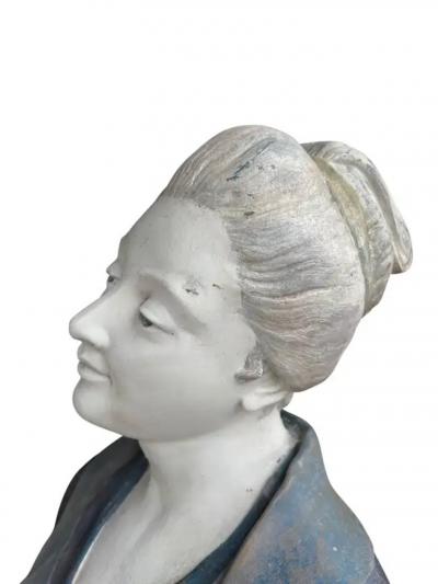 French Painted Metal Life Size Figure of a Geisha by Charles Masse