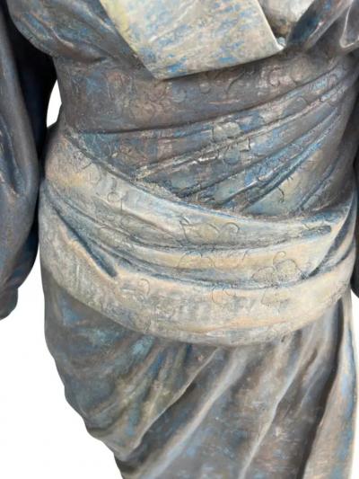 French Painted Metal Life Size Figure of a Geisha by Charles Masse