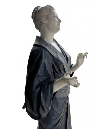 French Painted Metal Life Size Figure of a Geisha by Charles Masse