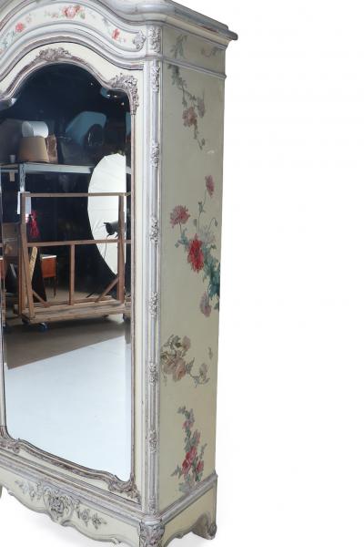 French Painted Walnut Single Door Armoire C 1880