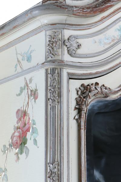 French Painted Walnut Single Door Armoire C 1880