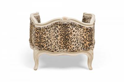 French Painted Wood Leopard Print Upholstered Pet Bed Miniature Chair