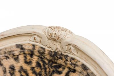 French Painted Wood Leopard Print Upholstered Pet Bed Miniature Chair
