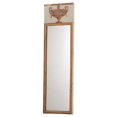 French Painted and Gilt Narrow Mirror Late 19th C 