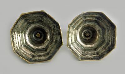 French Pair Louis XV 18th Century Brass Candlesticks