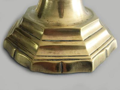 French Pair Louis XV 18th Century Brass Candlesticks