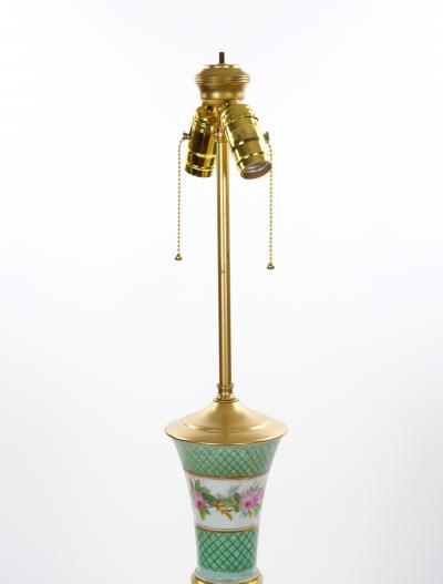 French Pair Neoclassical Floral Paris Porcelain Urns Mounted Lamps Circa 1800