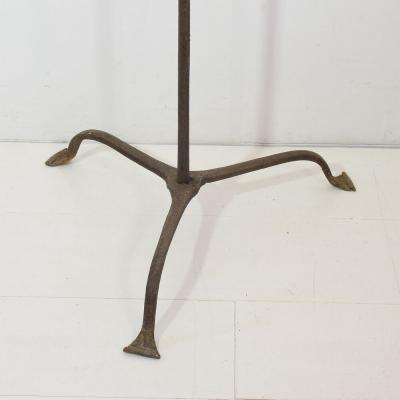 French Pair of 17th Century Hand Forged Iron Candleholders