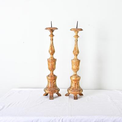 French Pair of 18th Century Gilt Candlesticks
