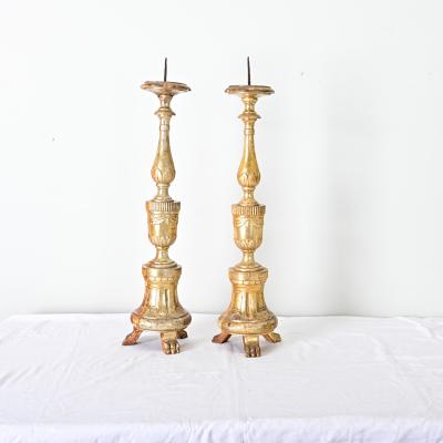 French Pair of 18th Century Gilt Candlesticks
