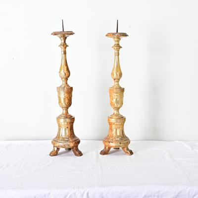 French Pair of 18th Century Gilt Candlesticks