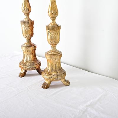 French Pair of 18th Century Gilt Candlesticks