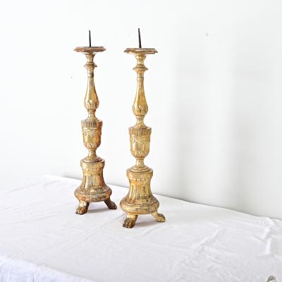French Pair of 18th Century Gilt Candlesticks