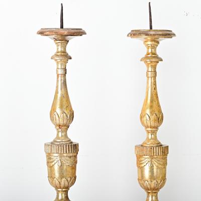 French Pair of 18th Century Gilt Candlesticks