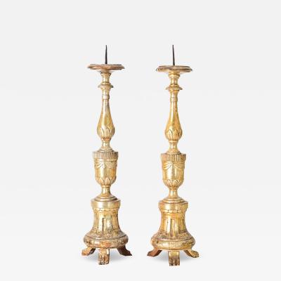 French Pair of 18th Century Gilt Candlesticks