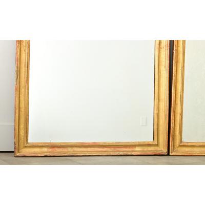 French Pair of 19th Century Arched Gilt Mirrors