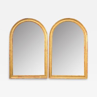 French Pair of 19th Century Arched Gilt Mirrors