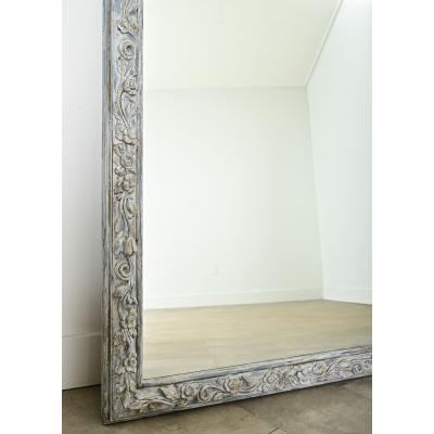 French Pair of 19th Century Carved Painted Mirrors